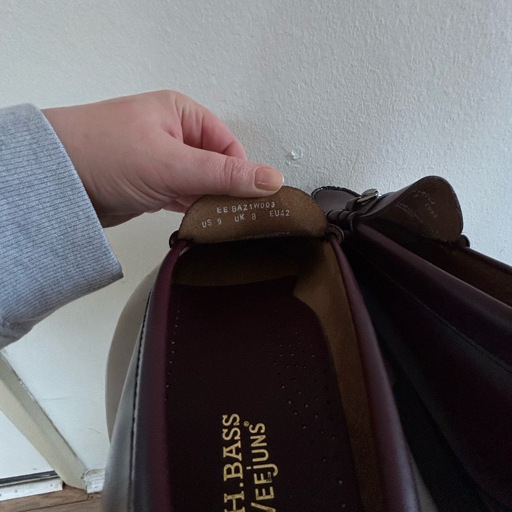 GH Bass Dark Brown Leather Loafers with Silver Accents - Picture 3 of 7